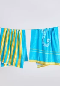 Cotton Printed Beach Towels, 2 Pack