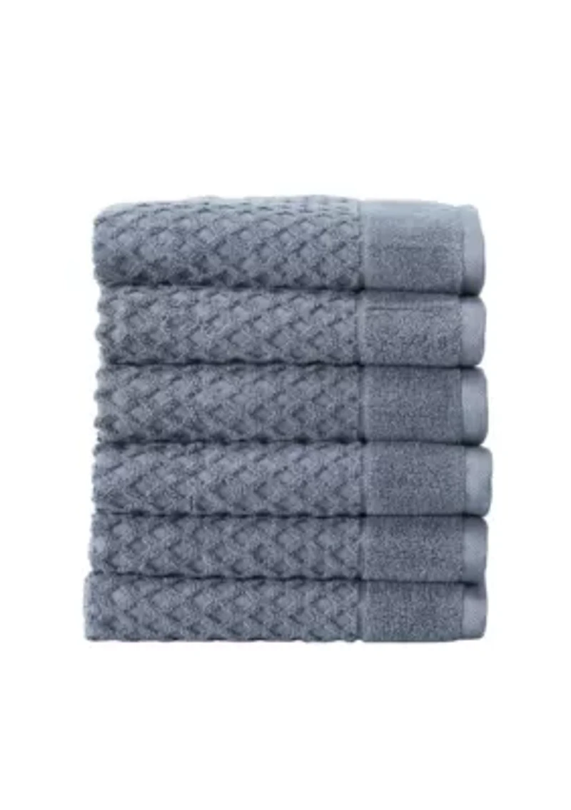 100% Cotton Waffle Diamond 6 Pack Washcloth Set