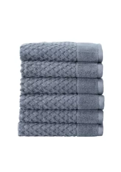 100% Cotton Waffle Diamond 6 Pack Washcloth Set