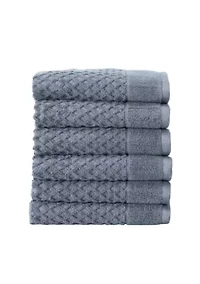 100% Cotton Waffle Diamond 6 Pack Washcloth Set