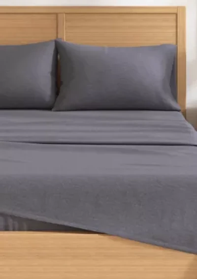 Cotton Blend Double-Brushed Heathered Flannel Bed Sheet Set