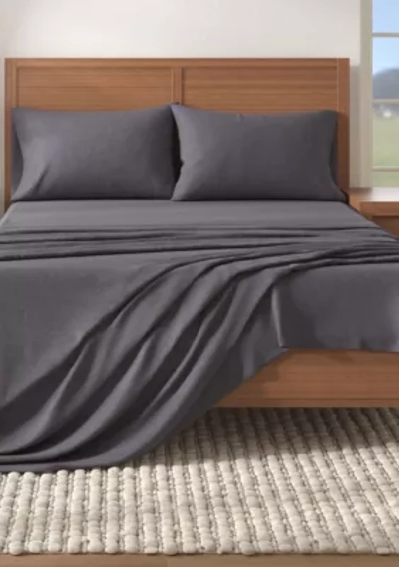 Cotton Blend Double-Brushed Heathered Flannel Bed Sheet Set