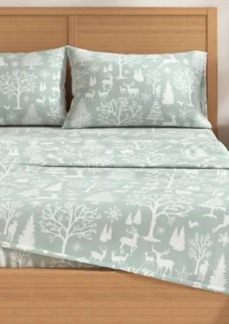 Winter Turkish Cotton Double-Brushed Flannel Bed Sheet Set