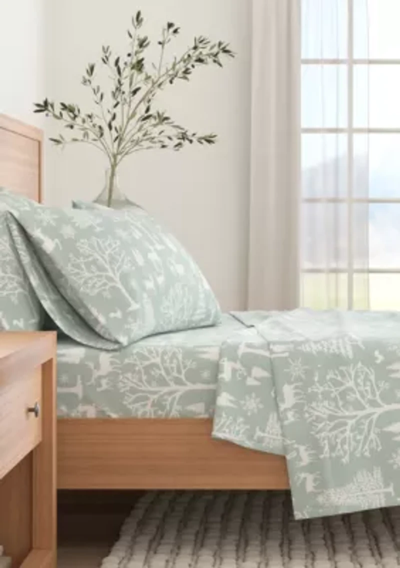 Winter Turkish Cotton Double-Brushed Flannel Bed Sheet Set