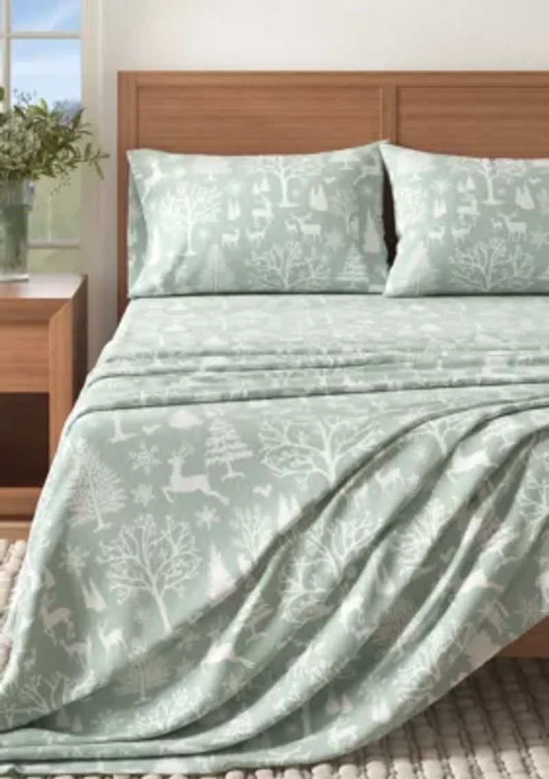Winter Turkish Cotton Double-Brushed Flannel Bed Sheet Set
