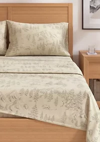 Turkish Cotton Double-Brushed Lodge Printed Flannel Bed Sheet Set