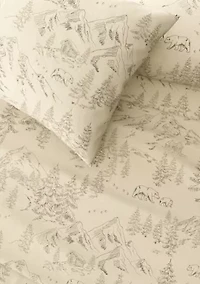 Turkish Cotton Double-Brushed Lodge Printed Flannel Bed Sheet Set