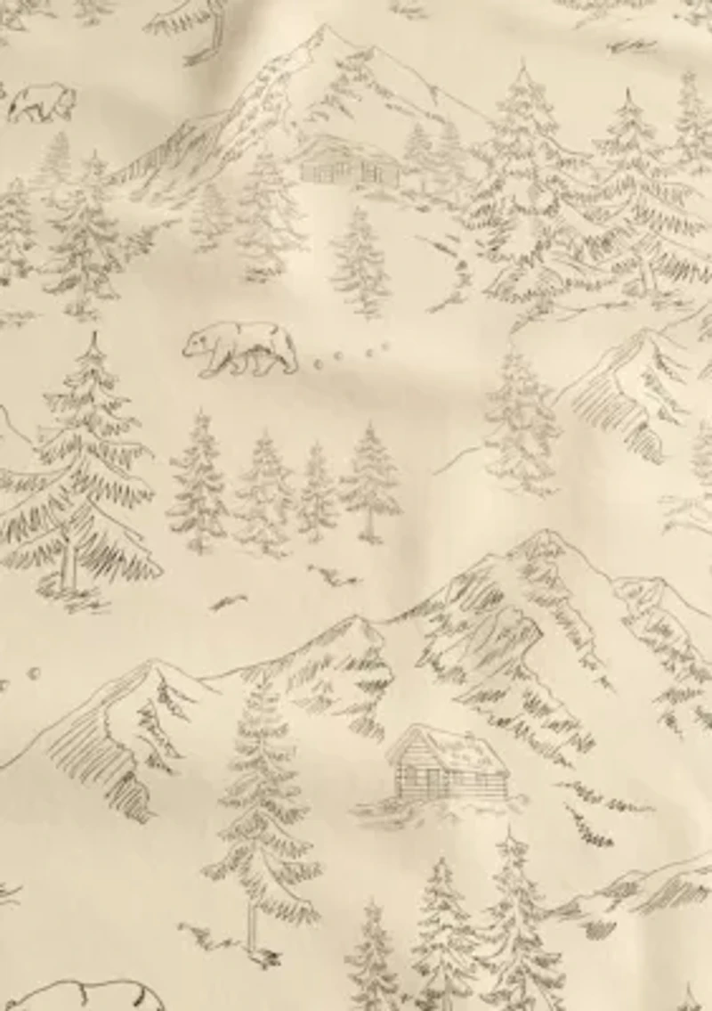 Turkish Cotton Double-Brushed Lodge Printed Flannel Bed Sheet Set