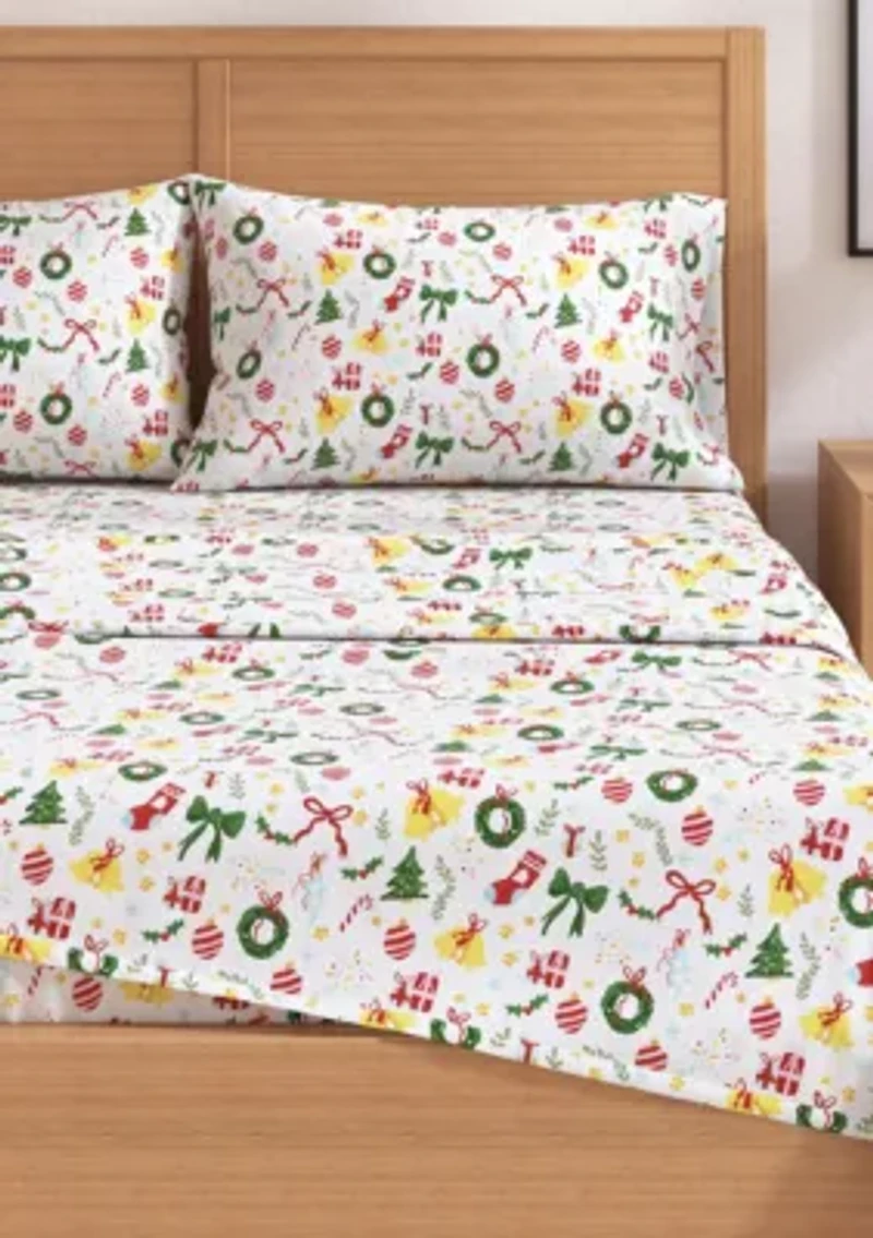Turkish Cotton Christmas Flannel Bed Sheet Set