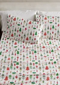Holiday-Theme Brushed Microfiber Sheet Set