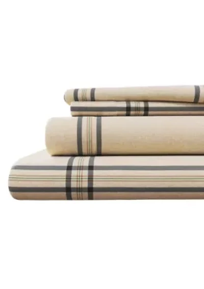 Turkish Cotton Double-Brushed Plaid Flannel Bed Sheet Set