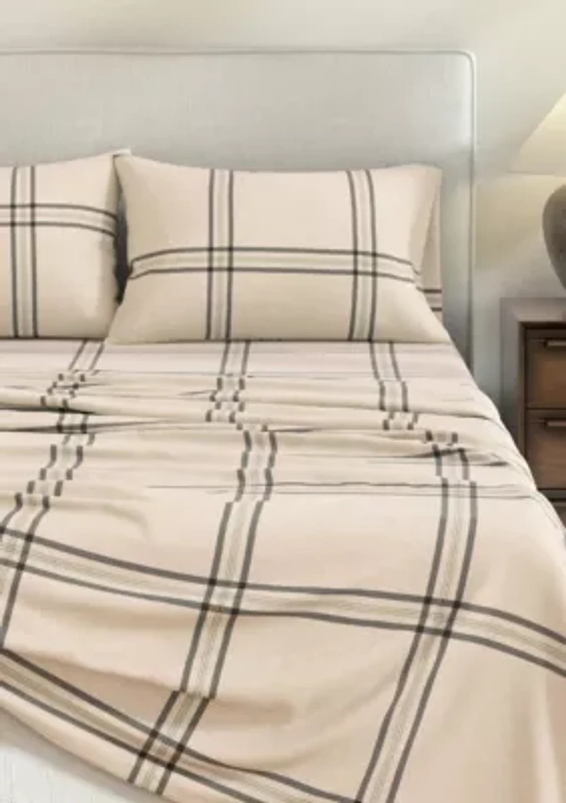Turkish Cotton Double-Brushed Plaid Flannel Bed Sheet Set