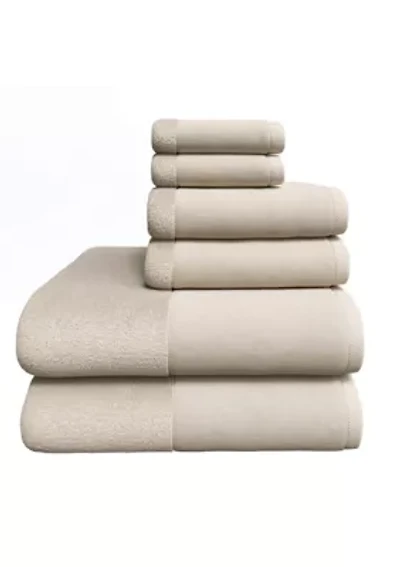 Cotton and Linen-Texture Border 6 Piece Towel Set