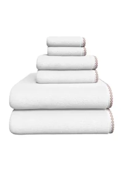 Quick-Dry Cotton Decorative Border 6 Piece Towel Set