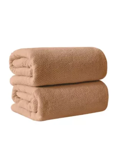 100% Cotton Textured 2-Piece Oversized Bath Sheet Set, 35” x 68”