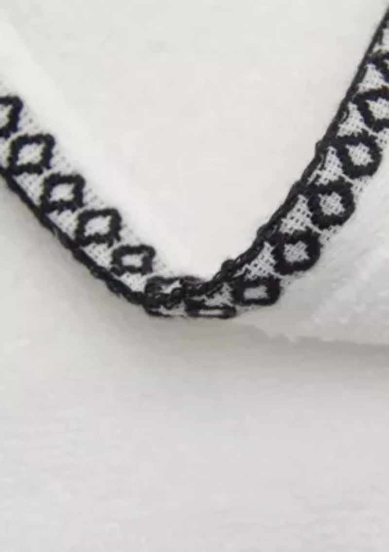 Quick-Dry Cotton Decorative Border 6 Pack Hand Towel Set