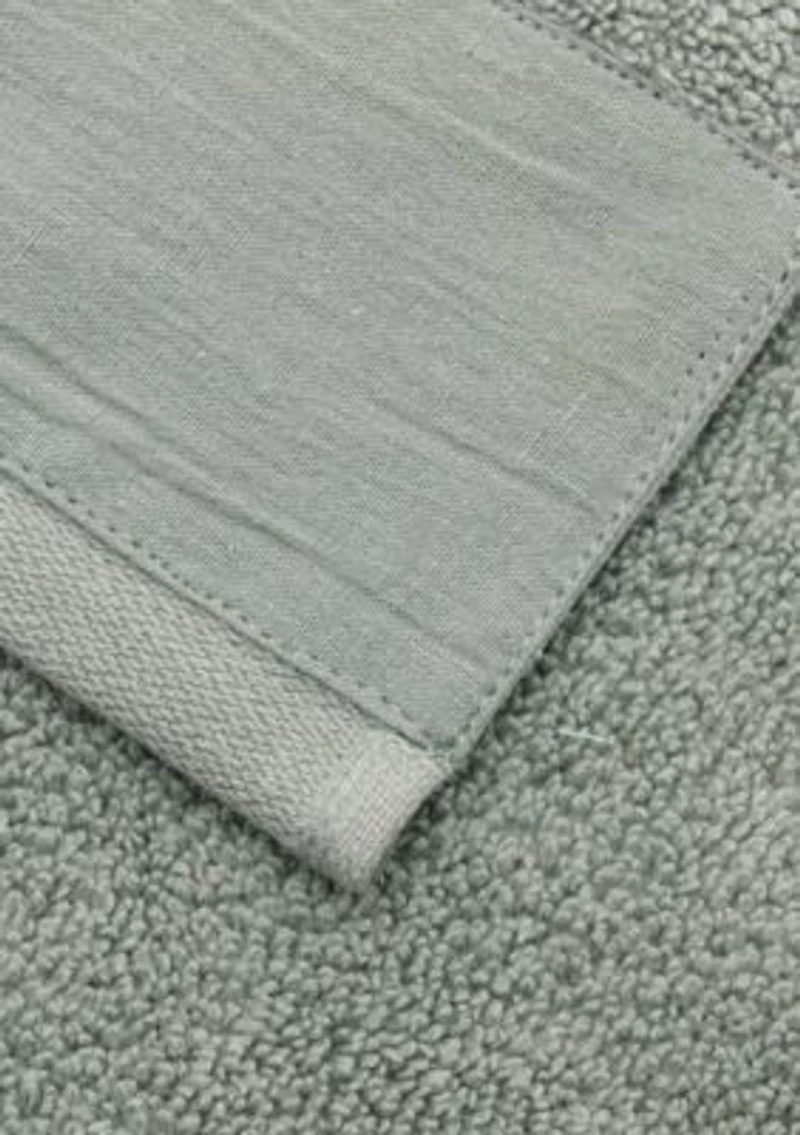 Cotton and Linen-Texture Border 4 Pack Bath Towel Set