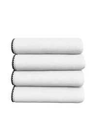 Quick-Dry Cotton Decorative Border 4 Pack Bath Towel Set