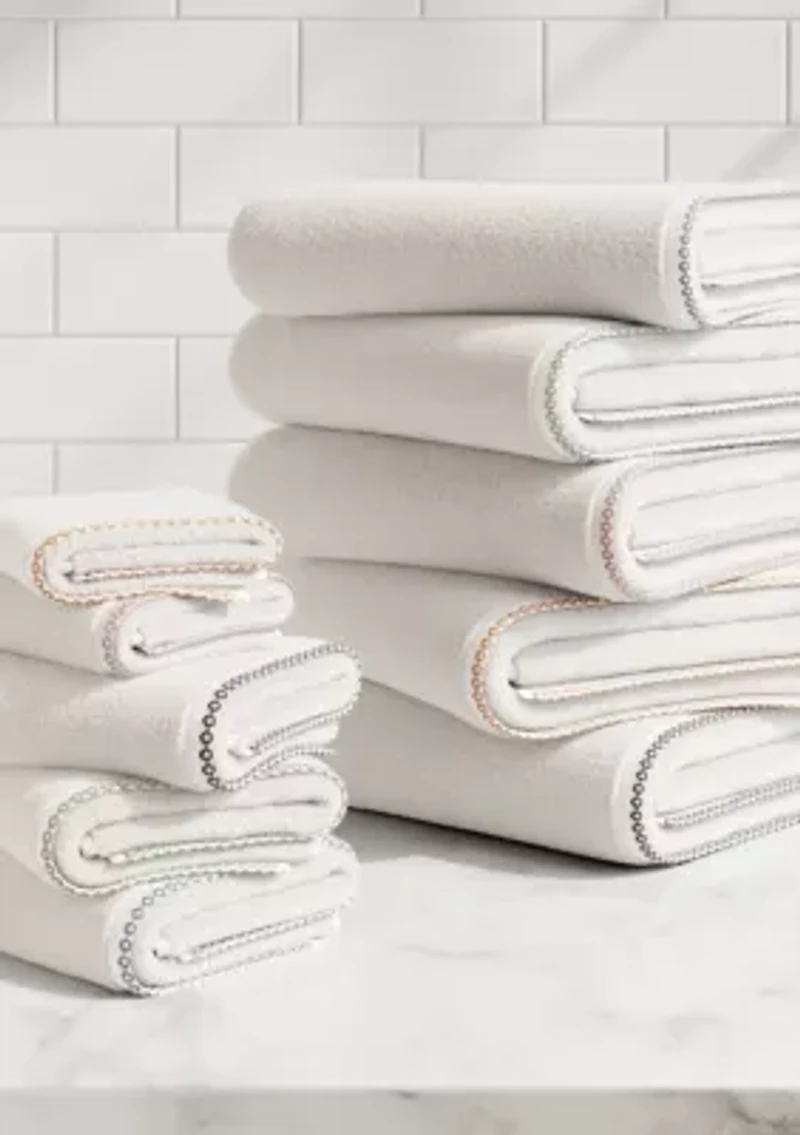 Quick-Dry Cotton Decorative Border 4 Pack Bath Towel Set