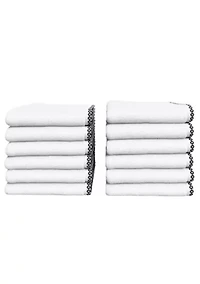 Quick-Dry Cotton Decorative Border 12 Pack Washcloth Set