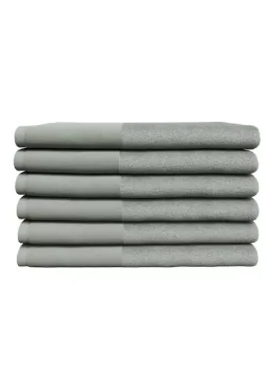Cotton and Linen-Texture Border 6 Pack Hand Towel Set