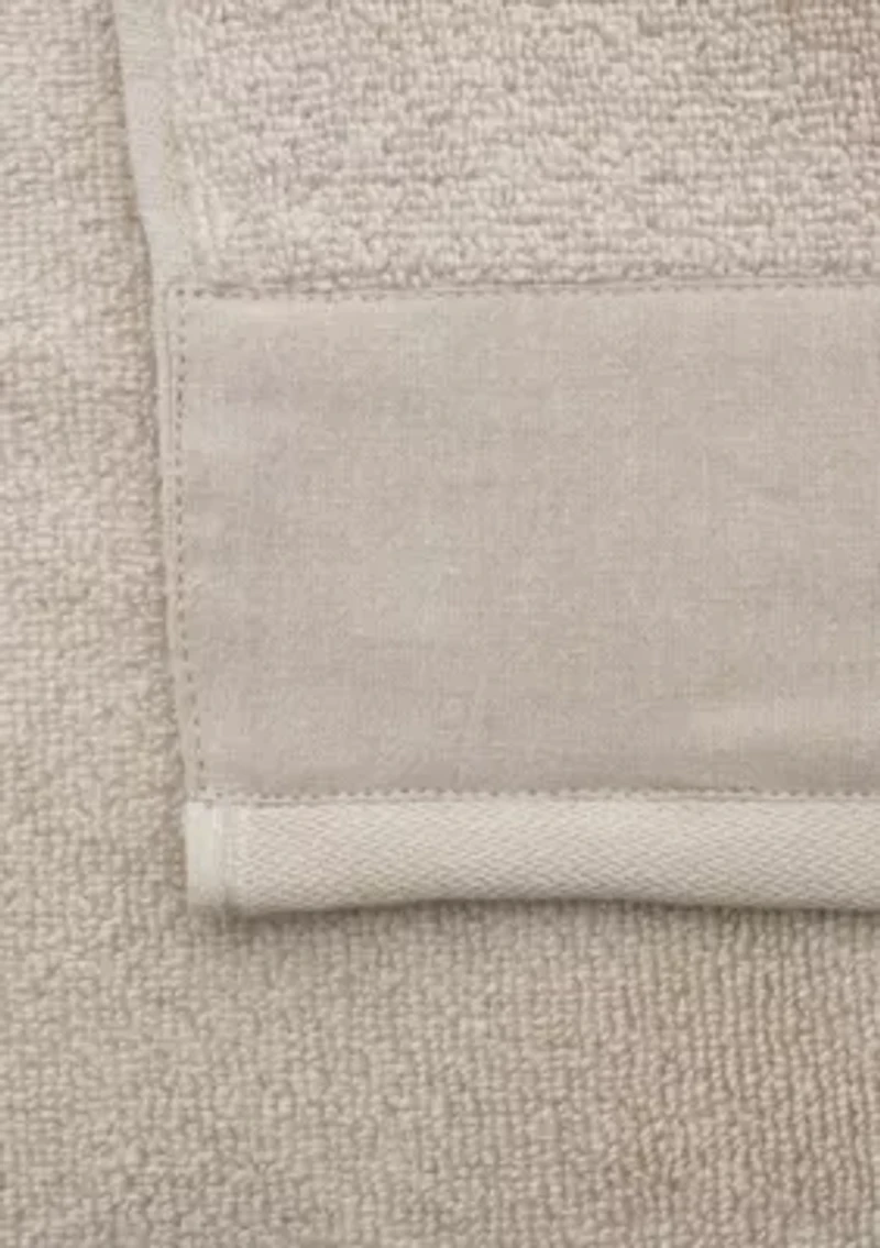 Cotton and Linen-Texture Border 6 Pack Hand Towel Set