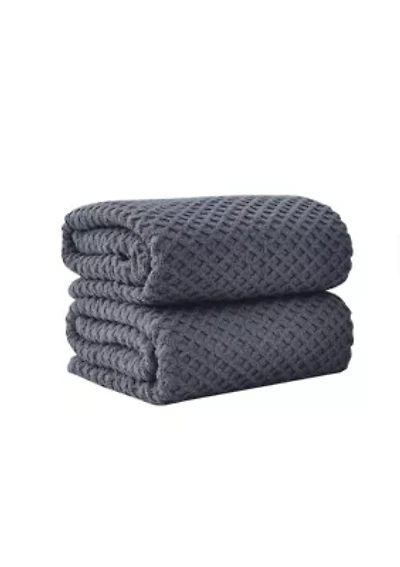 100% Cotton Diamond Waffle 2-Piece Oversized Bath Sheet Set, 35” x 68”
