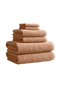 Turkish Cotton Textured 6 Piece Bath Towel Set