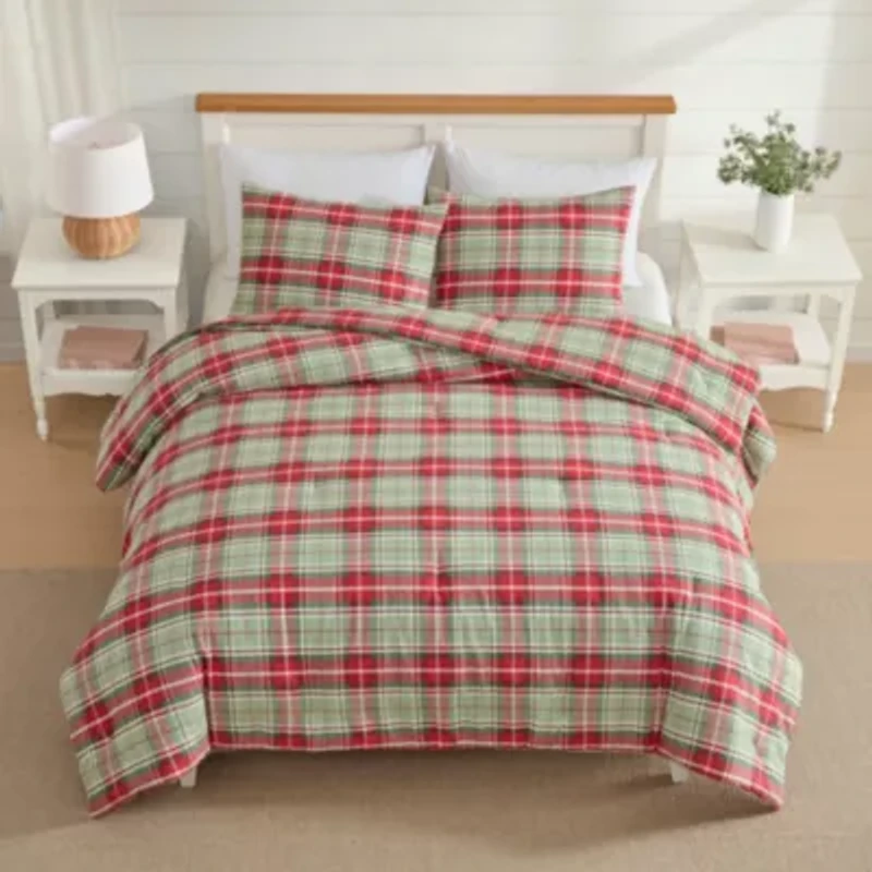Tonias Ticking Stripe Cotton Flannel Comforter Set