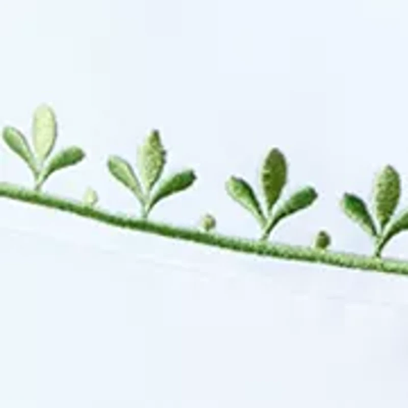 Green Embroidery White Sheet Set