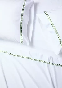Green Embroidery White Sheet Set