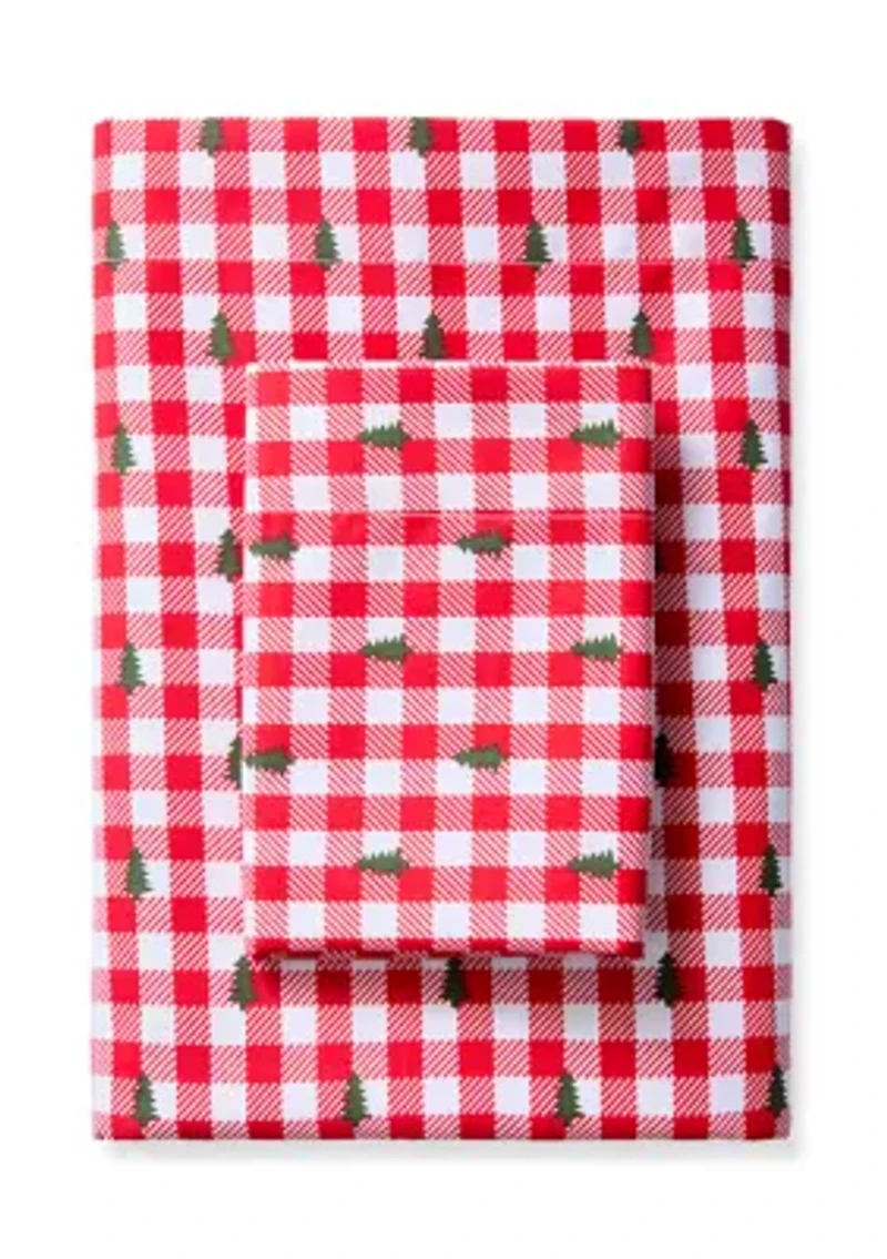Christmas Gingham Tree Print Sheet Set