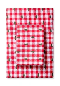 Christmas Gingham Tree Print Sheet Set
