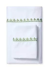 Green Embroidery White Sheet Set
