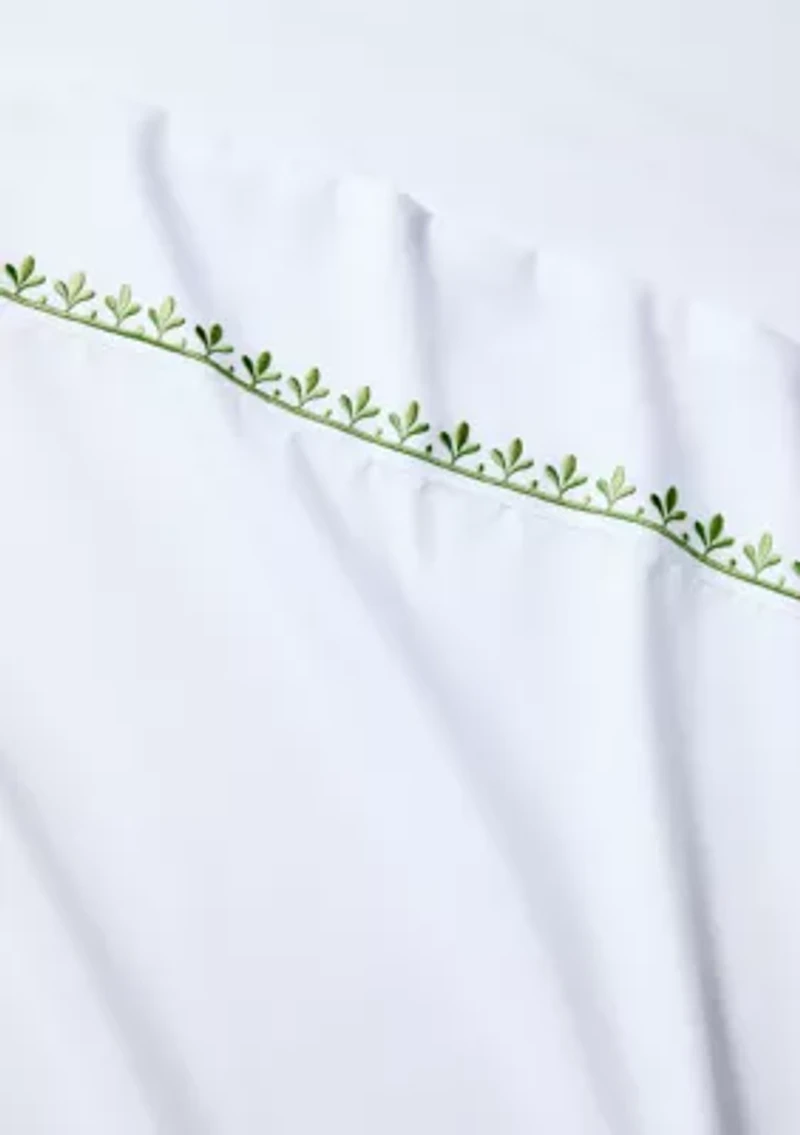 Green Embroidery White Sheet Set