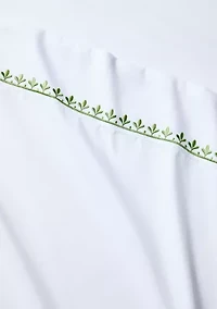 Green Embroidery White Sheet Set