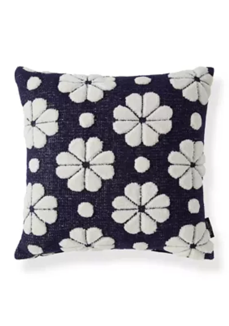 Navy Floral Decorative Throw Pillow