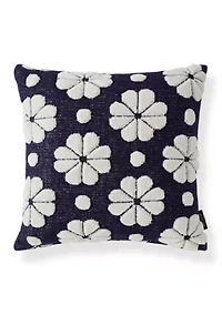 Navy Floral Decorative Throw Pillow