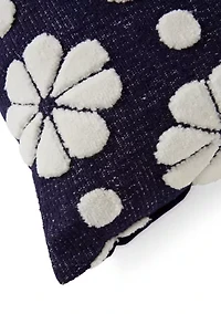 Navy Floral Decorative Throw Pillow