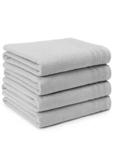 TOWN & COUNTRY LIVING 4-Piece Waffle Woven Terry Stripe White Bath Towel Set