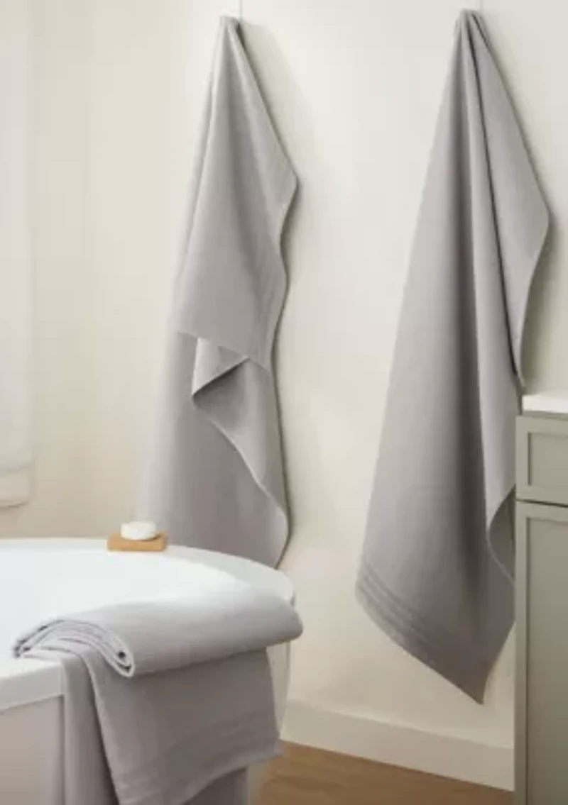 TOWN & COUNTRY LIVING 4-Piece Waffle Woven Terry Stripe White Bath Towel Set