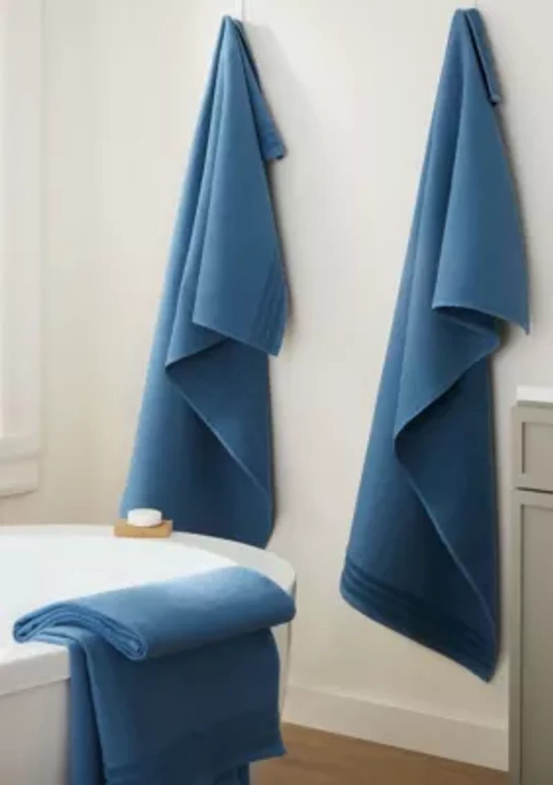 TOWN & COUNTRY LIVING 4-Piece Waffle Woven Terry Stripe White Bath Towel Set