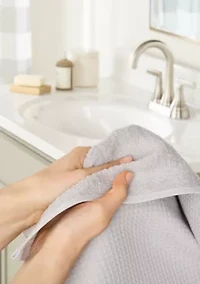 TOWN & COUNTRY LIVING 4-Piece Waffle Woven Terry Stripe White Bath Towel Set