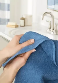 TOWN & COUNTRY LIVING 4-Piece Waffle Woven Terry Stripe White Bath Towel Set