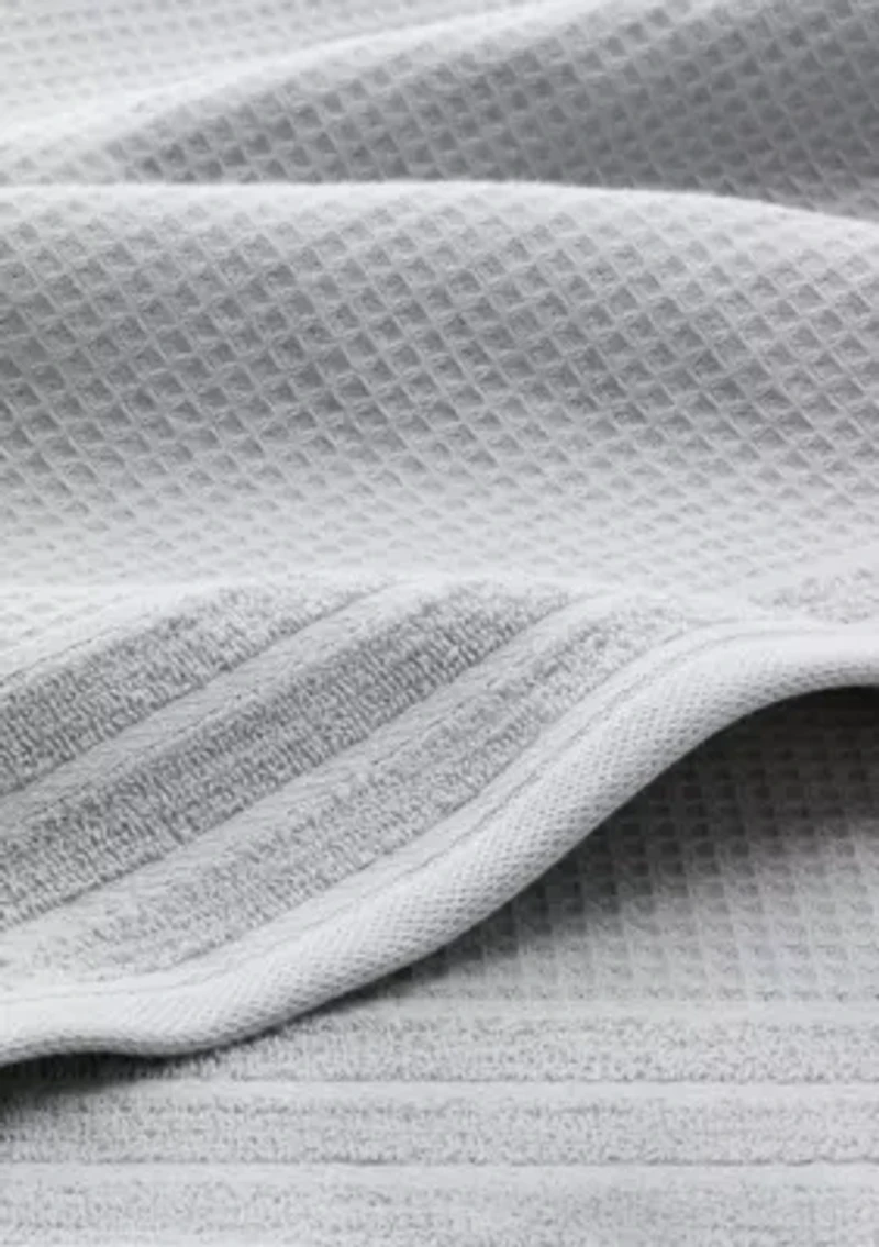 TOWN & COUNTRY LIVING 4-Piece Waffle Woven Terry Stripe White Bath Towel Set