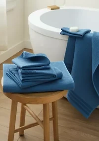 TOWN & COUNTRY LIVING 6-Piece Assorted Waffle Woven Terry Stripe White Bath Set