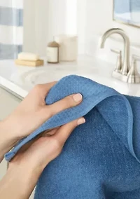 TOWN & COUNTRY LIVING 6-Piece Assorted Waffle Woven Terry Stripe White Bath Set