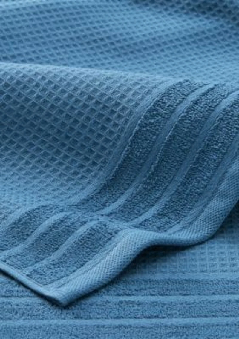 TOWN & COUNTRY LIVING 6-Piece Assorted Waffle Woven Terry Stripe White Bath Set