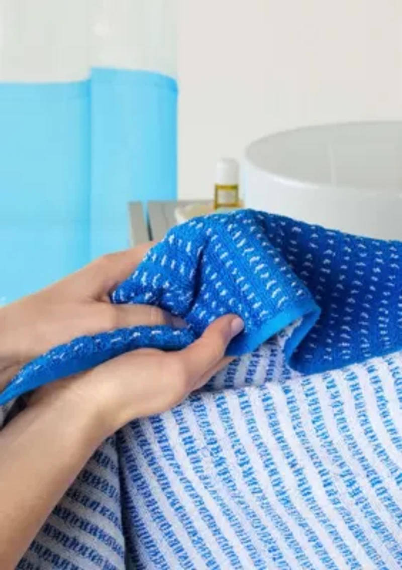 TOWN & COUNTRY LIVING 4-Piece Striped Reversible Terry Brights Mocha Brown Bath Towel Set