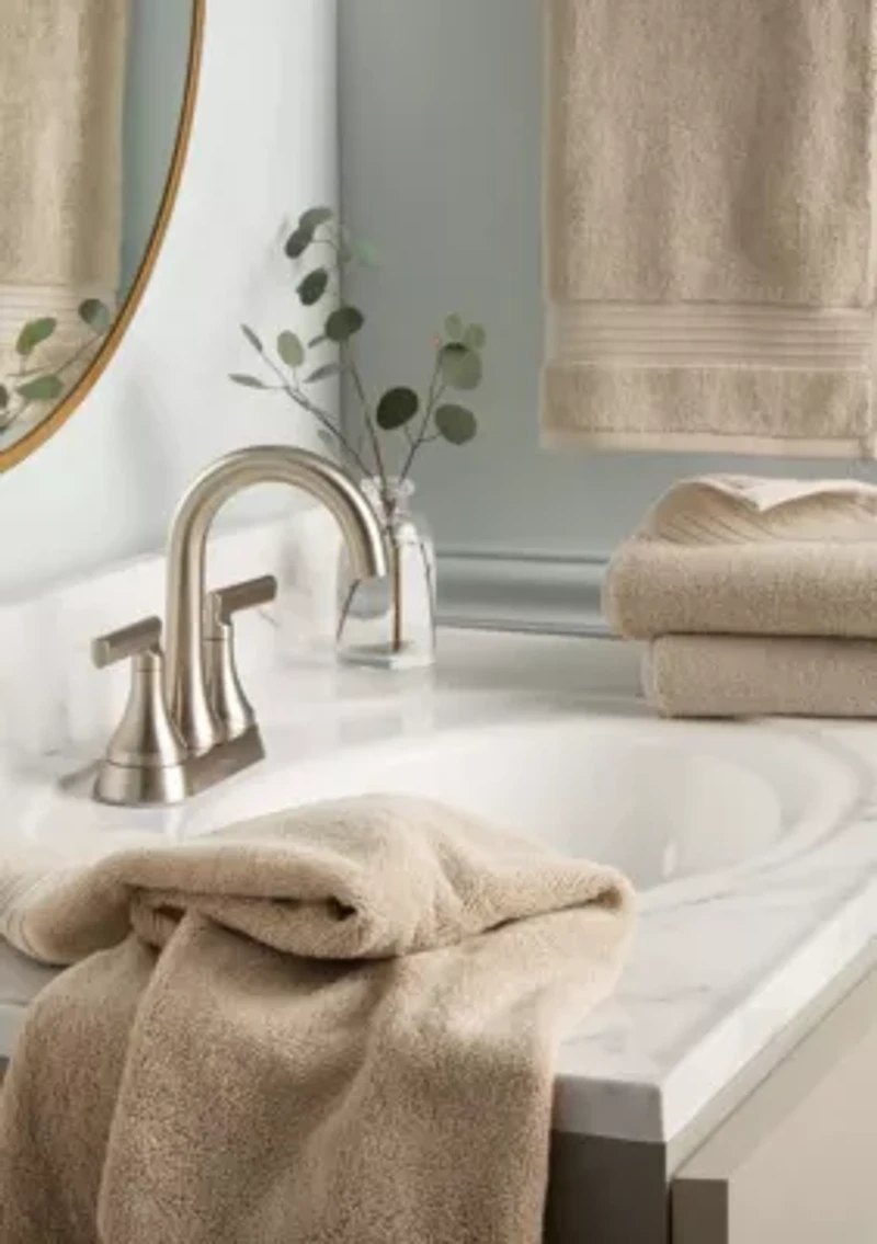 TOWN & COUNTRY LIVING 4-Piece Solid Dobby Border Grey Hand Towel Set